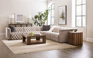 Hooker Furniture Savion Five-Piece Power Sectional With Top-Grain Leather, Tufted Detail, Nailhead Trim, Power Headrests Brown SS434-G5PS-082
