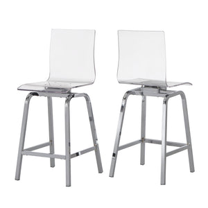Homelegance By Top-Line Alister Acrylic Swivel High Back Stools (Set 2) Silver Metal