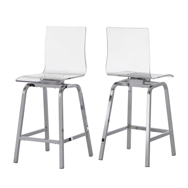 Homelegance By Top-Line Alister Acrylic Swivel High Back Stools (Set 2) Silver Metal