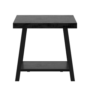 Homelegance By Top-Line Alastor Rustic X-Base End Table with Shelf Black MDF