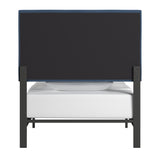 Homelegance By Top-Line Terrell Black Finish Frame with Velvet Fabric Platform Twin Bed Blue Velvet