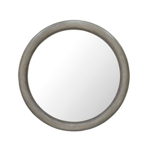 Scott Living Home Griffith Round Mirror Gray with Light Wood Finish P367DJ110 Pulaski Furniture