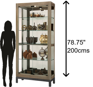 Hekman Furniture 680682 Quinn V Curio Cabinet - Elegant Lighted Display With Adjustable Shelves & Antique Design Features Aged Grey Quinn V Curio Cabinet 680682