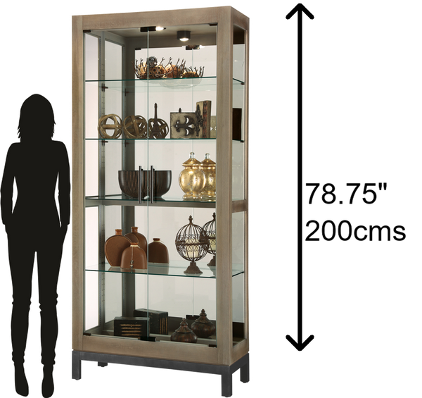 Hekman Furniture 680682 Quinn V Curio Cabinet - Elegant Lighted Display With Adjustable Shelves & Antique Design Features Aged Grey Quinn V Curio Cabinet 680682
