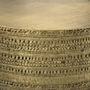 English Elm Johnsen Antique Gold Metal Coffee Table - Elegant Round Design For Modern Living Spaces & Decor B136P158940