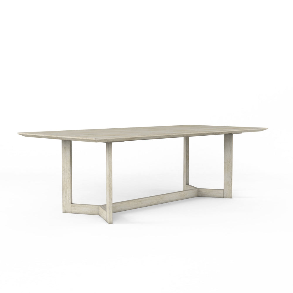 A.R.T. Furniture Cotiere Contemporary Rectangular Dining Table With Adjustable Base, Stunning White Oak Finish Beige Parawood Solids,Mixed Split Cathedral Quarter,White Oak Veneer 299220-2349