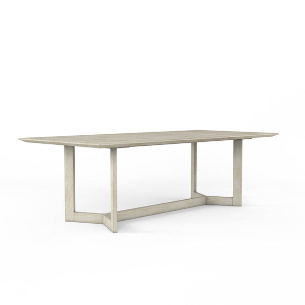 A.R.T. Furniture Cotiere Contemporary Rectangular Dining Table With Adjustable Base, Stunning White Oak Finish Beige Parawood Solids,Mixed Split Cathedral Quarter,White Oak Veneer 299220-2349