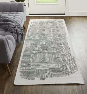 Feizy Rugs Elias Hand Woven Abstract Viscose/Wool Low Pile Rug - Modern Elegance For Any Home Decor Style Green,Blue,Ivory Viscose,Wool Els6891fgrn000i36