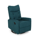 Christopher Knight Home® - Noble House - Woodglen Contemporary Glider Swivel Push Back Nursery Recliner - Teal and Black Finish