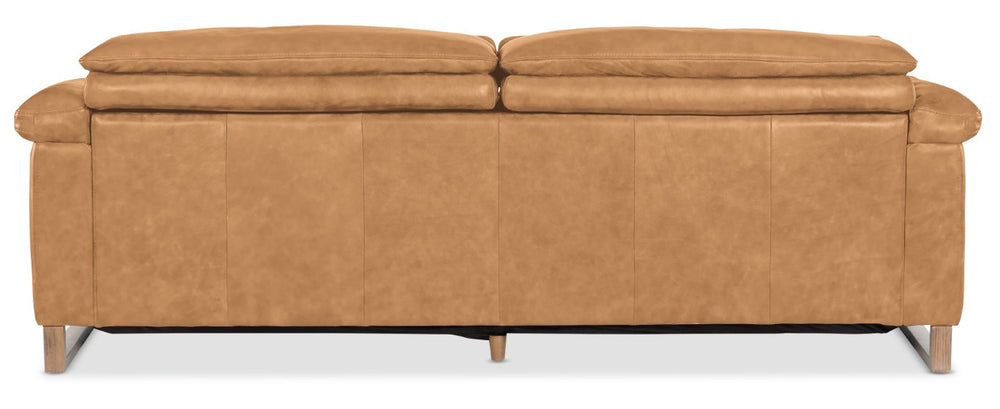 Hooker Furniture Jericho Oversized Power Sofa In Dallas Toffee Leather With Sleigh Frame, Usb & Power Headrest 43.20 L x 89.30W x 32.20H SS461-PH025-087