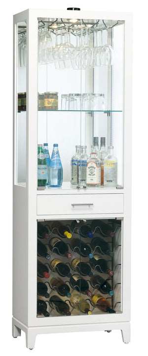 Hekman Furniture 690051 Stylish Wine & Bar Cabinet With Adjustable Glass Shelves, Led Lighting, And Ample Storage Space Gloss White Samson Ii Wine And Bar Cabinet 690051