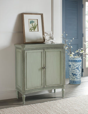 Hooker Furniture Charleston Verdigris Green Two-Door Accent Chest With Soft-Close Doors, Fretwork & Adjustable Shelf 6750-50001-32