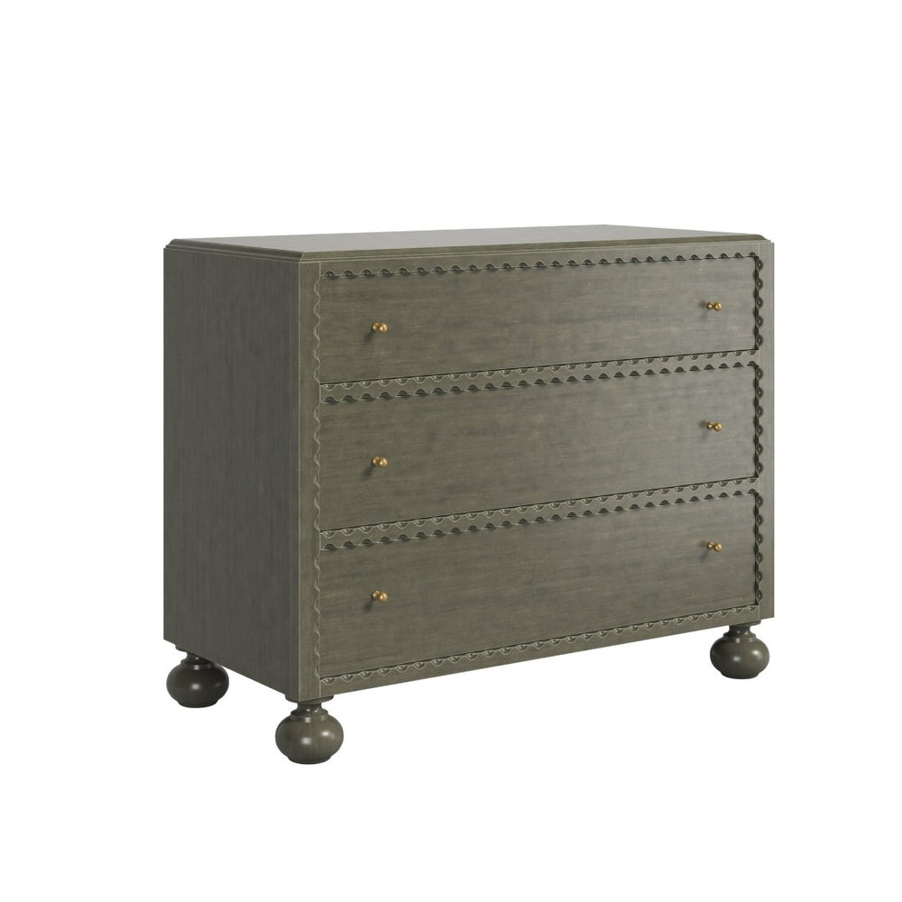 A.R.T. Furniture Harbor Accent Chest in Weathered Sage Green - Rustic Charm with Scalloped Trim & Three Drawers 338397-2718