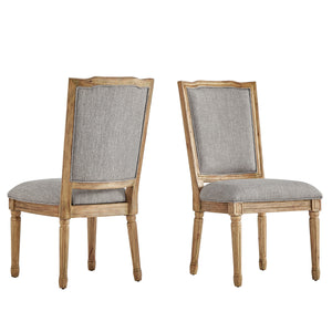 Homelegance By Top-Line Mayer Ornate Linen and Wood Dining Chairs (Set of 2) Grey Rubberwood