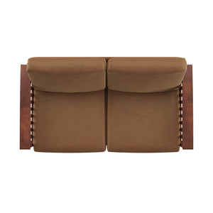 Homelegance By Top-Line Parcell Mission-Style Wood Loveseat Tan Rubberwood