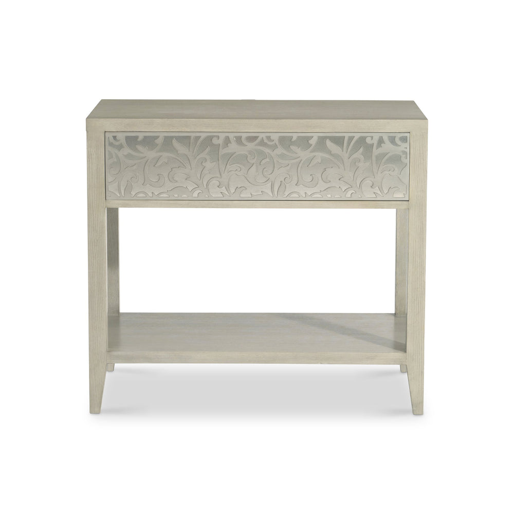 Bernhardt Bernhardt Cornelia Nightstand With Nebbia Ash Finish, Acanthus Metal Drawer & Usb Charging Port 331232