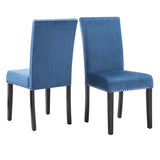 Homelegance By Top-Line Saber Nailhead Velvet Upholstered Chairs (Set of 2) Blue Wood