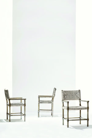 Bernhardt Bernhardt Palma Arm Chair With Hand‑Woven Abaca, Rustic Gray Oak Frame — Modern Farmhouse Comfort 369544