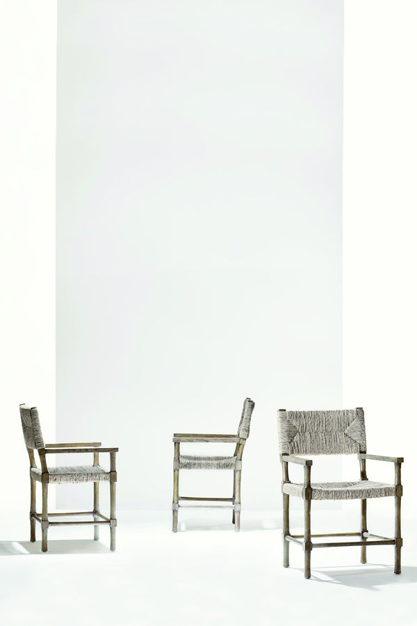 Bernhardt Bernhardt Palma Arm Chair With Hand‑Woven Abaca, Rustic Gray Oak Frame — Modern Farmhouse Comfort 369544