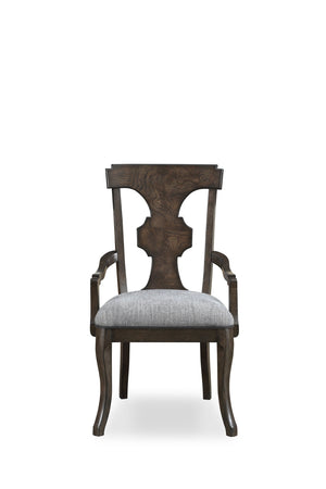 A.R.T. Furniture Landmark Splat Back Arm Chair - Elegant Traditional Design In Smoked Tenebre With Comfortable Upholstery - Set Of 2 Brown, Grey Material, Hickory And Oak Veneers 256203-2316