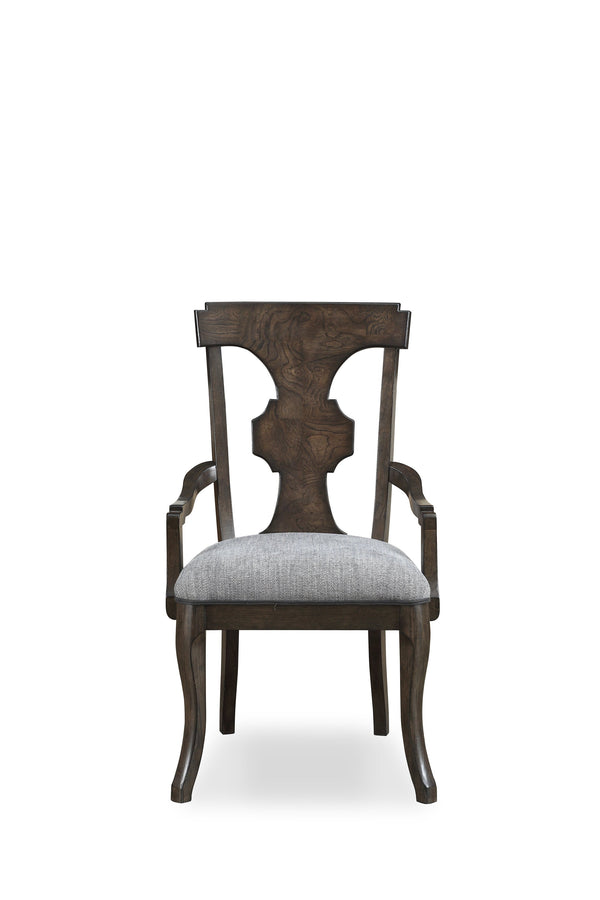 A.R.T. Furniture Landmark Splat Back Arm Chair - Elegant Traditional Design In Smoked Tenebre With Comfortable Upholstery - Set Of 2 Brown, Grey Material, Hickory And Oak Veneers 256203-2316