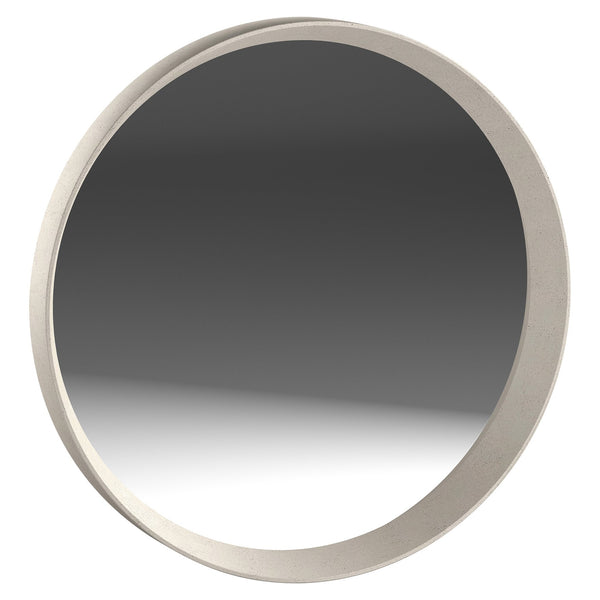 Bernhardt Bernhardt Casa Paros 40" Round Mirror — Bedrock Cast-Resin Geometric Frame, Rustic-Modern Accent 317333