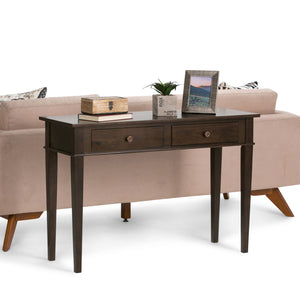 English Elm Carlton Console Sofa Table - Handcrafted Dark Tobacco Brown With Drawers For Stylish Storage Solutions B136P158132