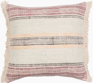Surya Zendaya 18" Accent Pillow Cover - Soft Cotton, Global Style, Woven Texture For Chic Home Decor Burgandy Cotton,Cotton Zen001-2222