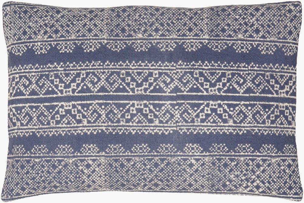 Surya Zendaya Zen-003 Elegant 14"L X 22"W Lumbar Pillow - Global Inspired Design For Chic Home Decor Dark Blue Cotton,Cotton Zen003-1422