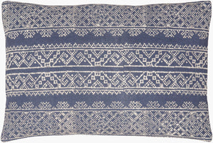 Surya Zendaya Zen-003 Elegant 14"L X 22"W Lumbar Pillow - Global Inspired Design For Chic Home Decor Dark Blue Cotton,Cotton Zen003-1422