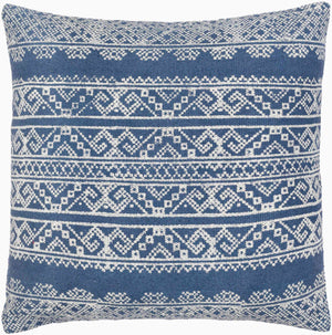 Surya Zendaya 18" Accent Pillow Cover - Soft Cotton, Global Style, Woven Texture For Chic Home Decor Dark Blue Cotton,Cotton Zen003-1818d