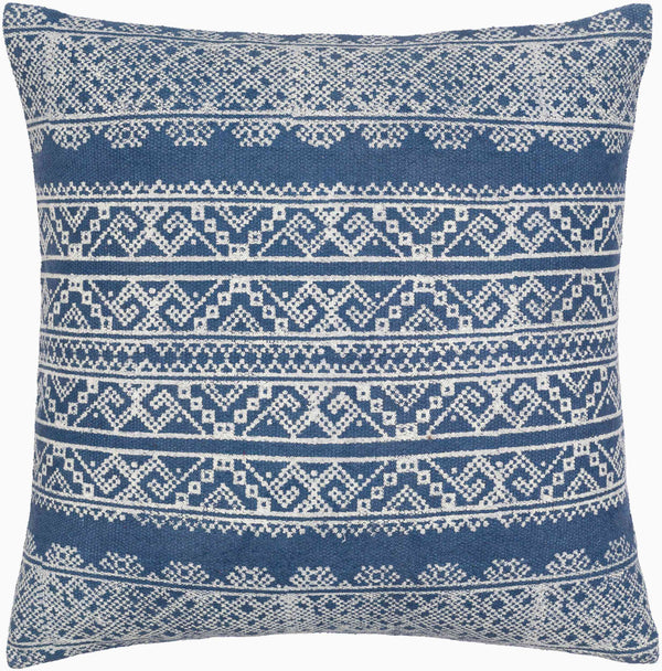Surya Zendaya 18" Accent Pillow Cover - Soft Cotton, Global Style, Woven Texture For Chic Home Decor Dark Blue Cotton,Cotton Zen003-2020p