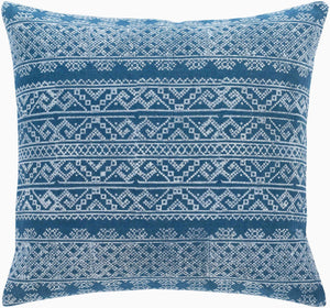 Surya Zendaya 18" Accent Pillow Cover - Soft Cotton, Global Style, Woven Texture For Chic Home Decor Dark Blue Cotton,Cotton Zen003-2222