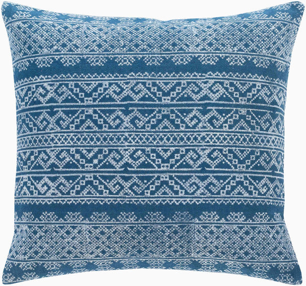 Surya Zendaya 18" Accent Pillow Cover - Soft Cotton, Global Style, Woven Texture For Chic Home Decor Dark Blue Cotton,Cotton Zen003-2222