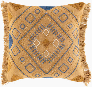 Surya Zendaya 18" Accent Pillow Cover - Soft Cotton, Global Style, Woven Texture For Chic Home Decor Dark Blue Cotton,Cotton Zen004-1818