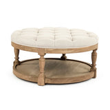 Tammy Ottoman Natural Oak, Natural Linen ZEN43 E255 A003 w/o Nailhead Zentique