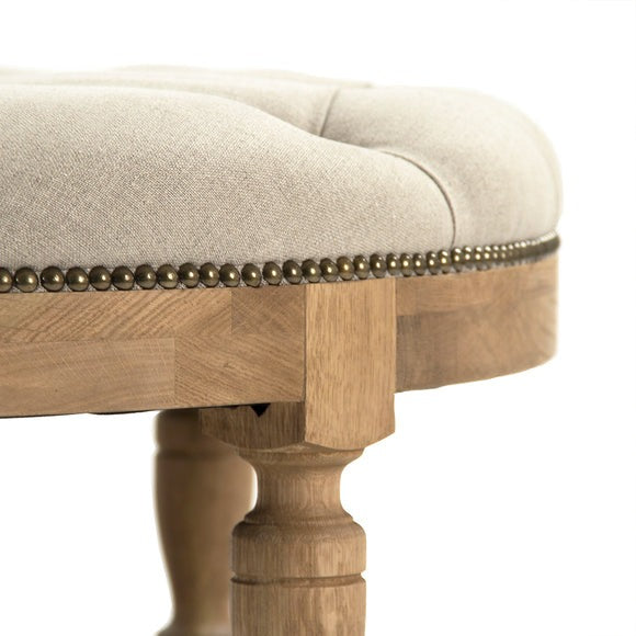 Tammy Ottoman Natrual Oak, Natural Linen ZEN43 E255 A003 w/ Nailhead Zentique