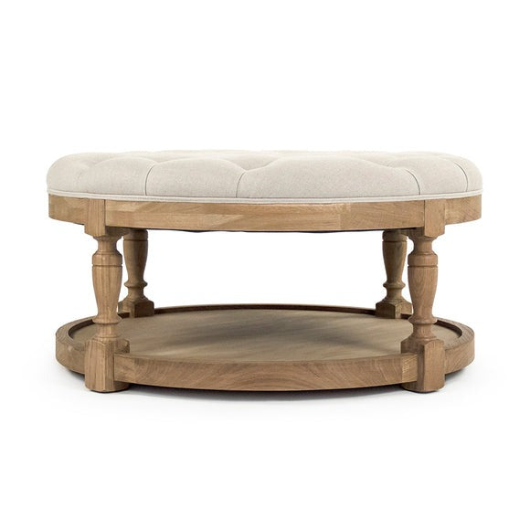 Tammy Ottoman Natural Oak, Natural Linen ZEN43 E255 A003 w/o Nailhead Zentique