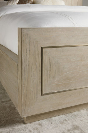 Hooker Furniture Cascade Queen Panel Bed With Oak Veneer, Taupe Terrain Finish & Champagne Metal Inlays For Elegance Beige 6120-90250-80