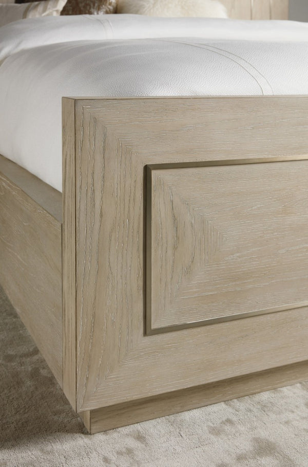 Hooker Furniture Cascade Queen Panel Bed With Oak Veneer, Taupe Terrain Finish & Champagne Metal Inlays For Elegance Beige 6120-90250-80