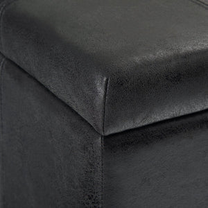 English Elm Dover - Contemporary Storage Ottoman Bench In Distressed Black Faux Leather With Hidden Storage B136P159037