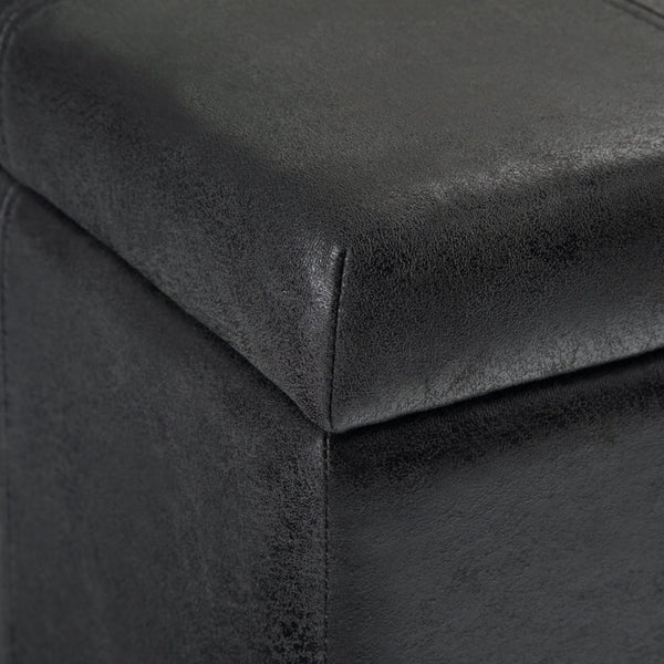 English Elm Dover - Contemporary Storage Ottoman Bench In Distressed Black Faux Leather With Hidden Storage B136P159037