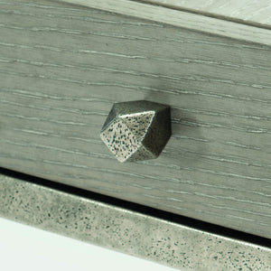 Bernhardt Bernhardt Linea End Table Cerused Greige Oak With Drawer & Textured Graphite Base For Rustic Modern Homes 384124G