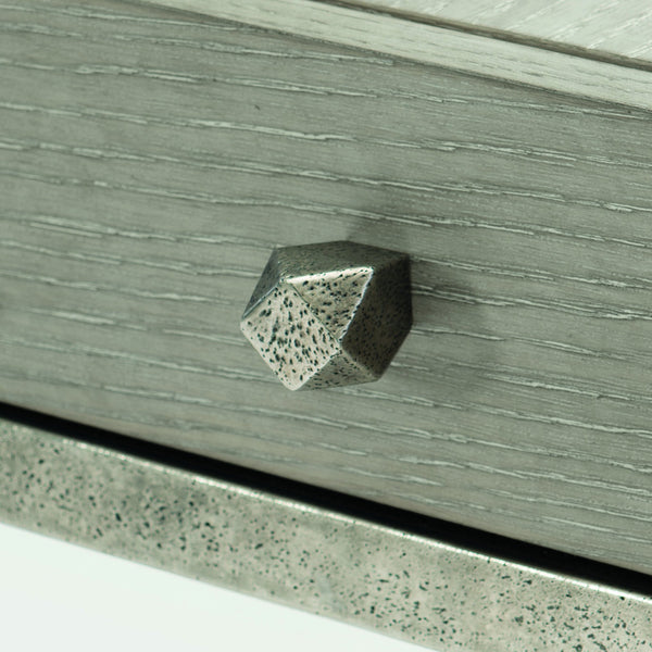 Bernhardt Bernhardt Linea End Table Cerused Greige Oak With Drawer & Textured Graphite Base For Rustic Modern Homes 384124G