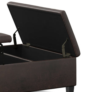 English Elm Ellis - Versatile Coffee Table Storage Ottoman In Distressed Brown Faux Leather For Modern Living B136P159159