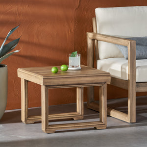 English Elm Christopher Knight Home® - WESTCHESTER Acacia Side Table Brown Rustic Outdoor Accent Table 20x20x15.75 Durable Patio Charm 69077.00BBGE