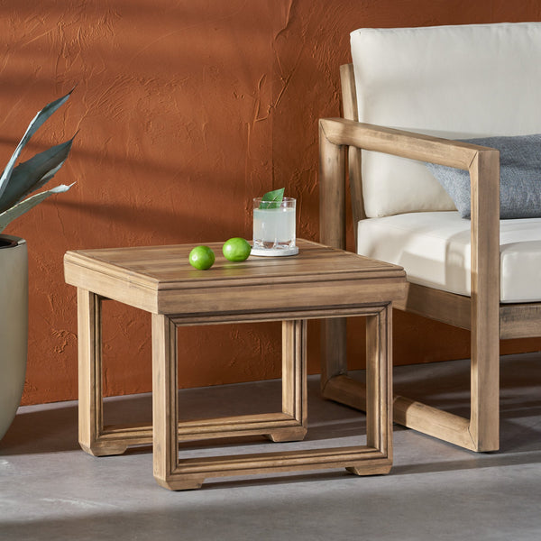 English Elm Christopher Knight Home® - WESTCHESTER Acacia Side Table Brown Rustic Outdoor Accent Table 20x20x15.75 Durable Patio Charm 69077.00BBGE