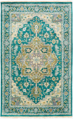 Surya Zeus 10' X 14' Luxurious Handmade Wool Rug - Classic Style, Durable Comfort, Perfect For Any Room! Deep Teal Nz Wool Zeu7822-5686