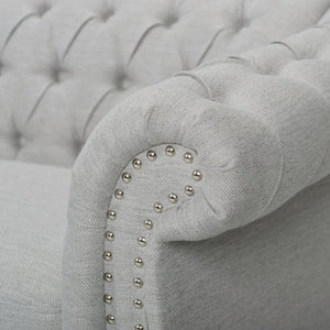 English Elm Sofa Chesterfield Three Seat Tufted Scrolled Arm Nailhead Living Room Formal Piece 68014.00FCLOUDGRY