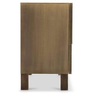 Bernhardt Bernhardt Acora Buffet With Aged Brass Clad Frame, Sculptural Patchwork Doors & Soft-Close Storage 347134